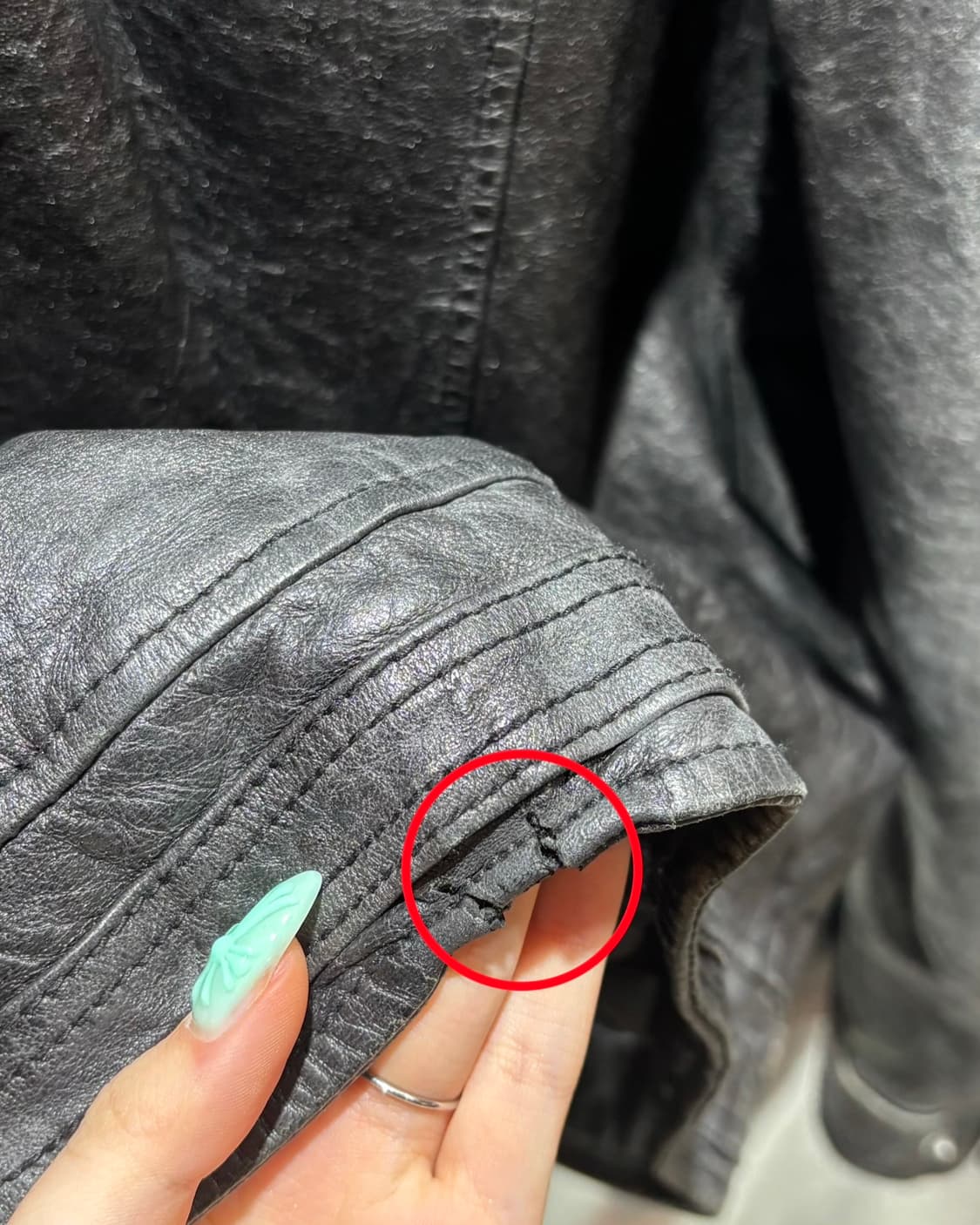 L 라이더 절개 디테일 블랙 레더 자켓 상품이미지6