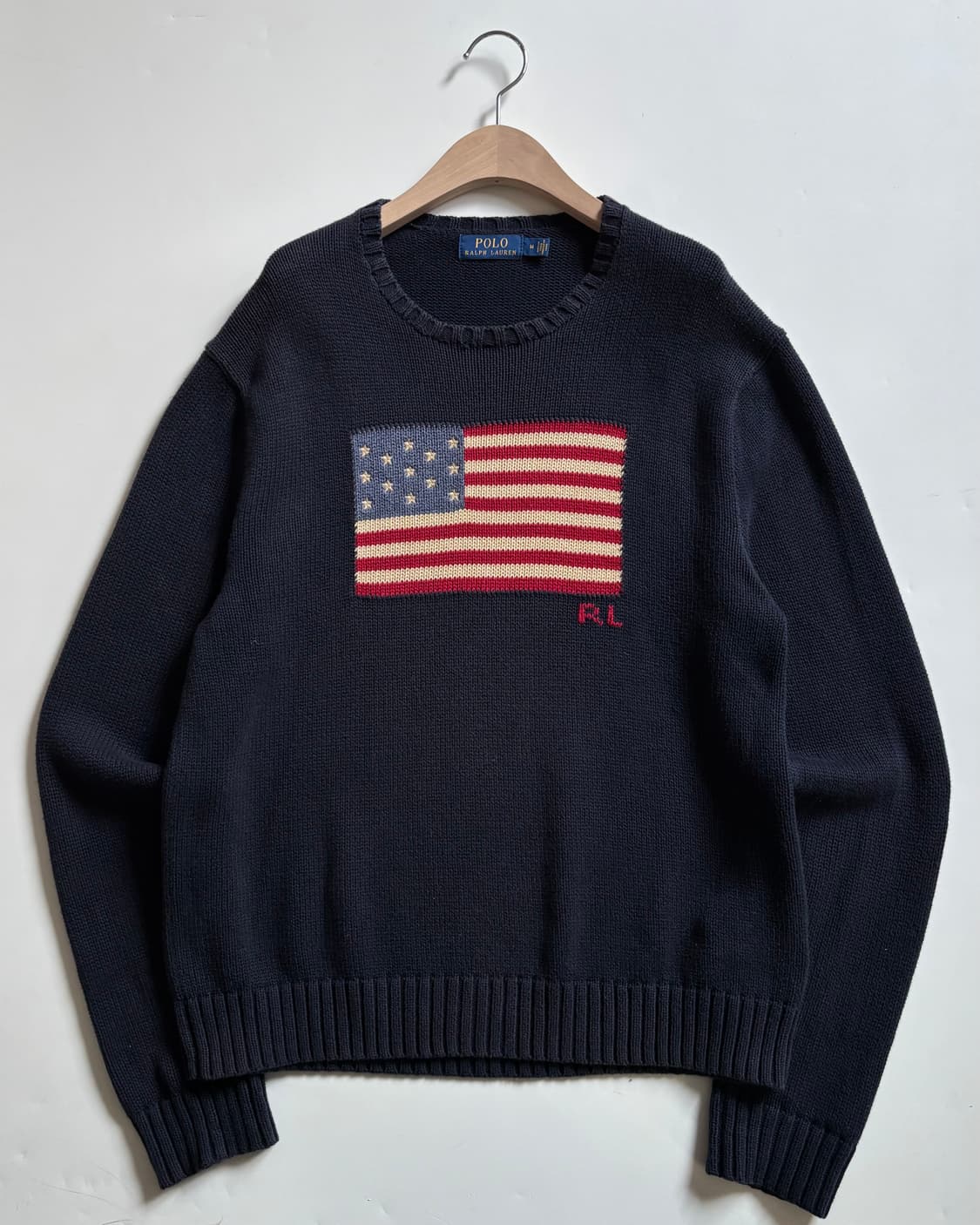Polo 폴로 랄프로렌 신형 성조기자수 네이비컬러 크루넥 니트 상품이미지2