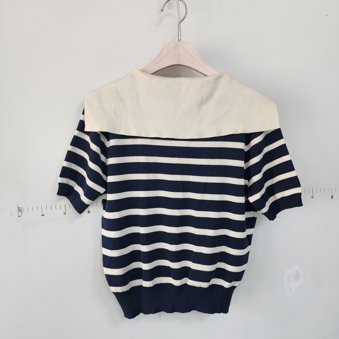 ENC 스트라이프 반팔 카라 니트 가디건 상품이미지3