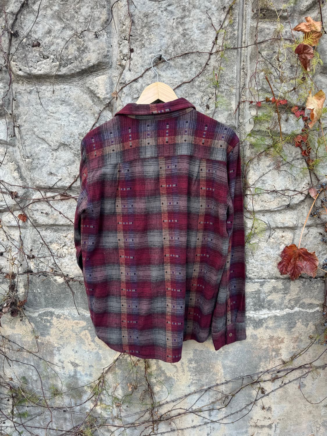 Yul 일본 빈티지 인도 문양 빈티지 체크 플란넬 셔츠 상품이미지3