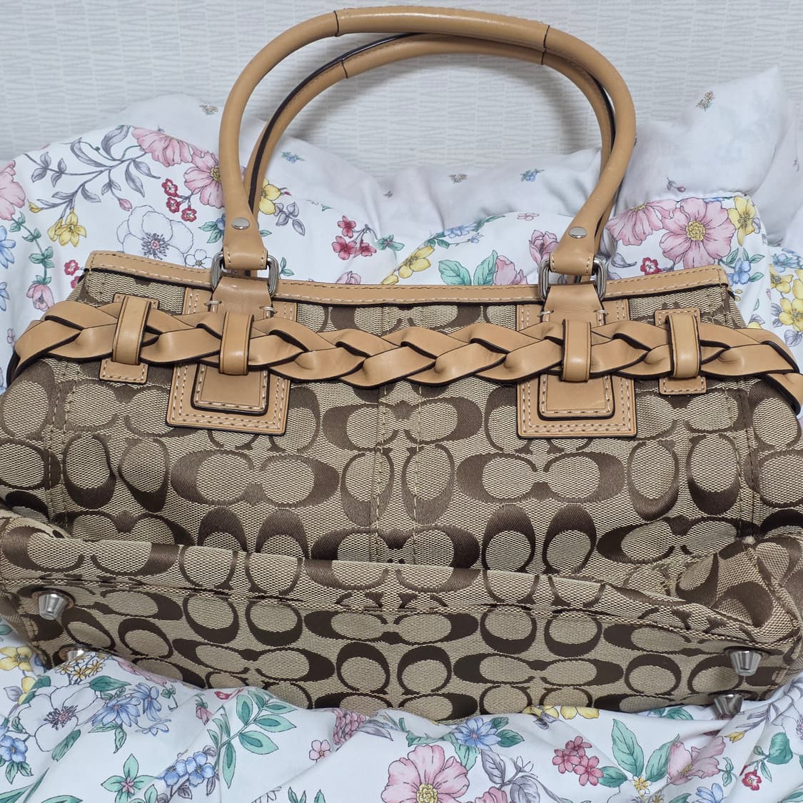 COACH 빈티지 정품 시그니처 브라운 키링 앤틱 토트숄더백 상품이미지3