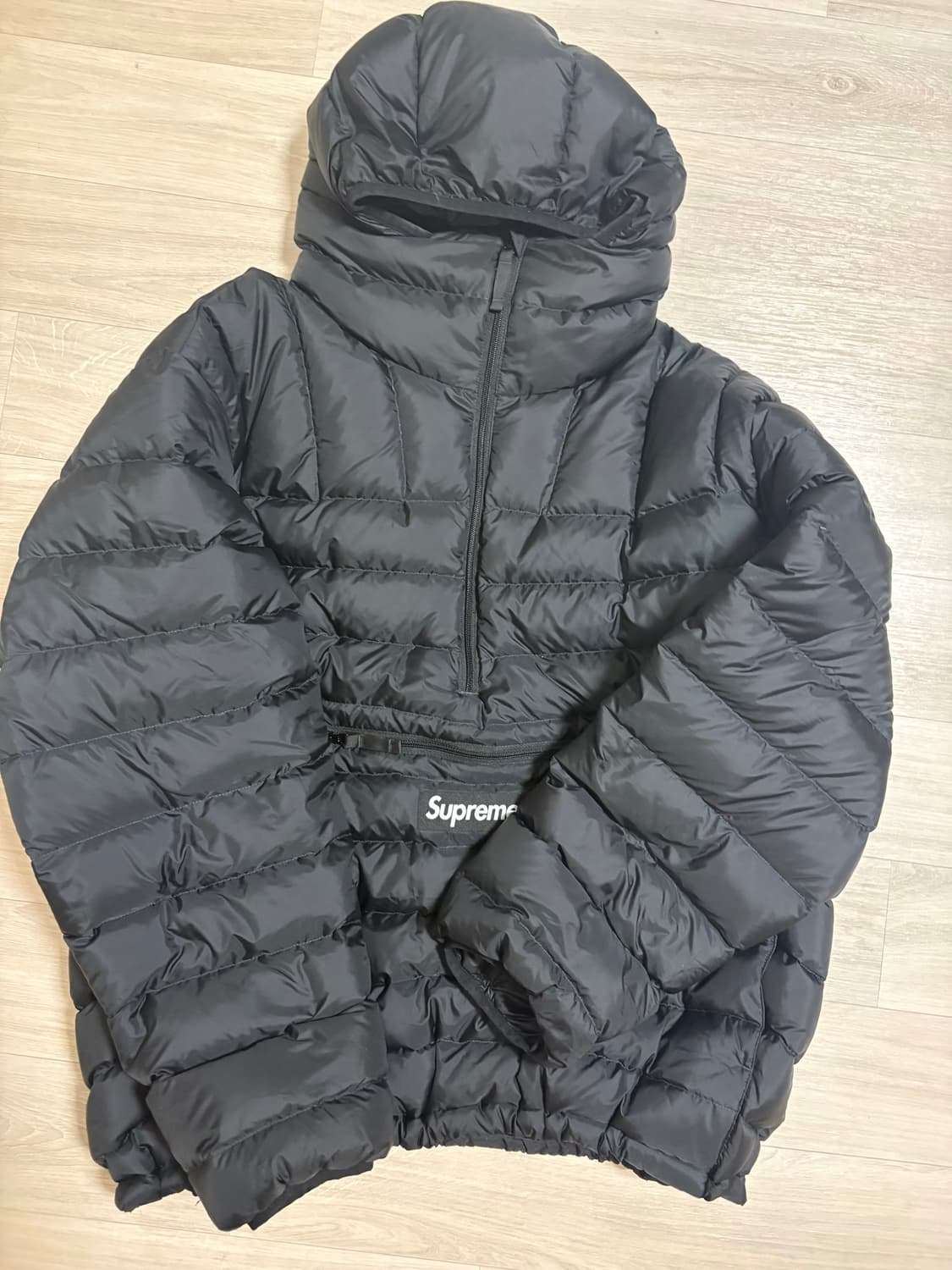 슈프림 마이크로 다운 하프 집 후드 풀오버 블랙  상품이미지1