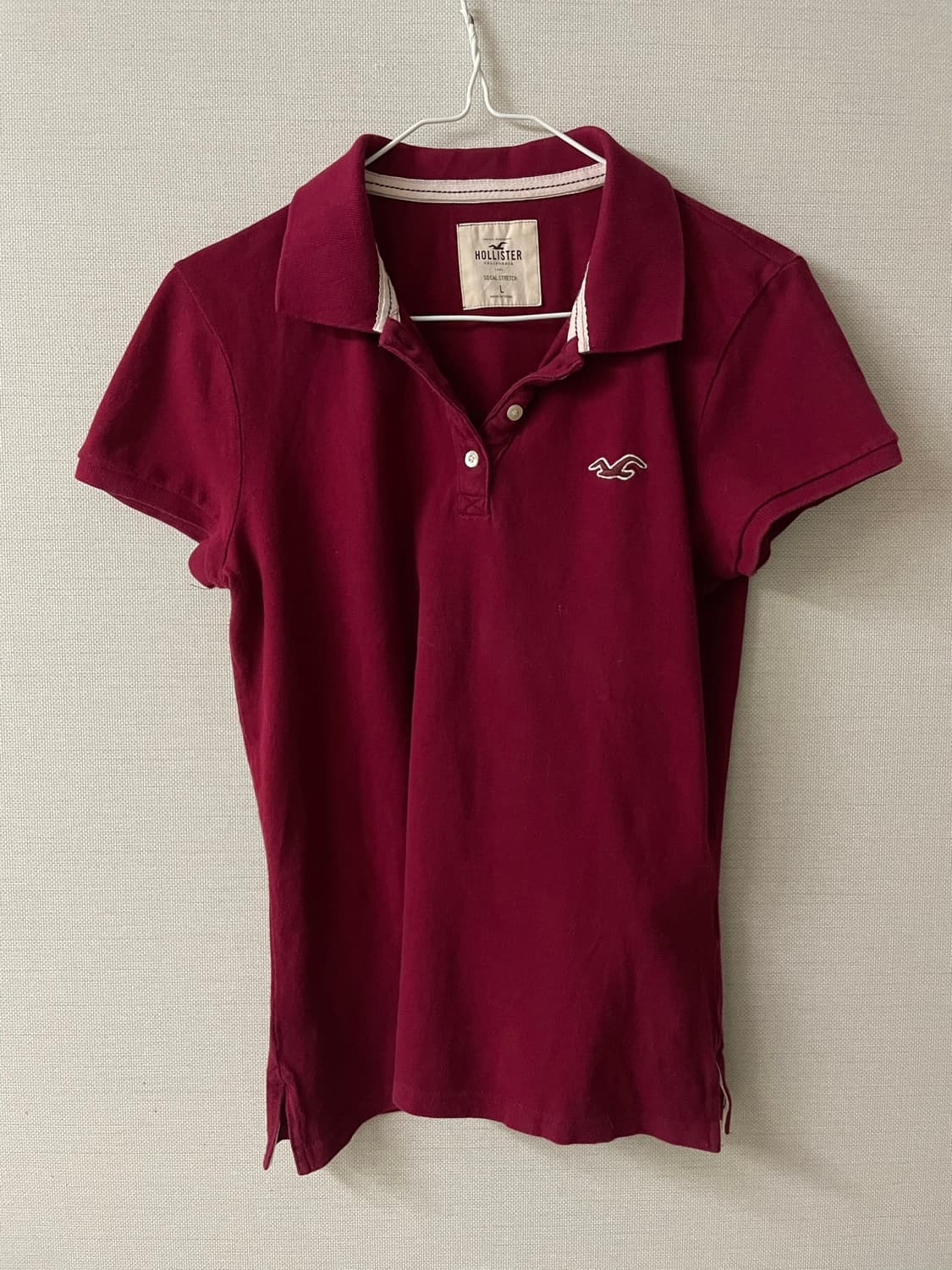 Hollister 00s 홀리스터딱붙반팔슬림카라티y2k오네갸루핀터깔폴로티 상품이미지6