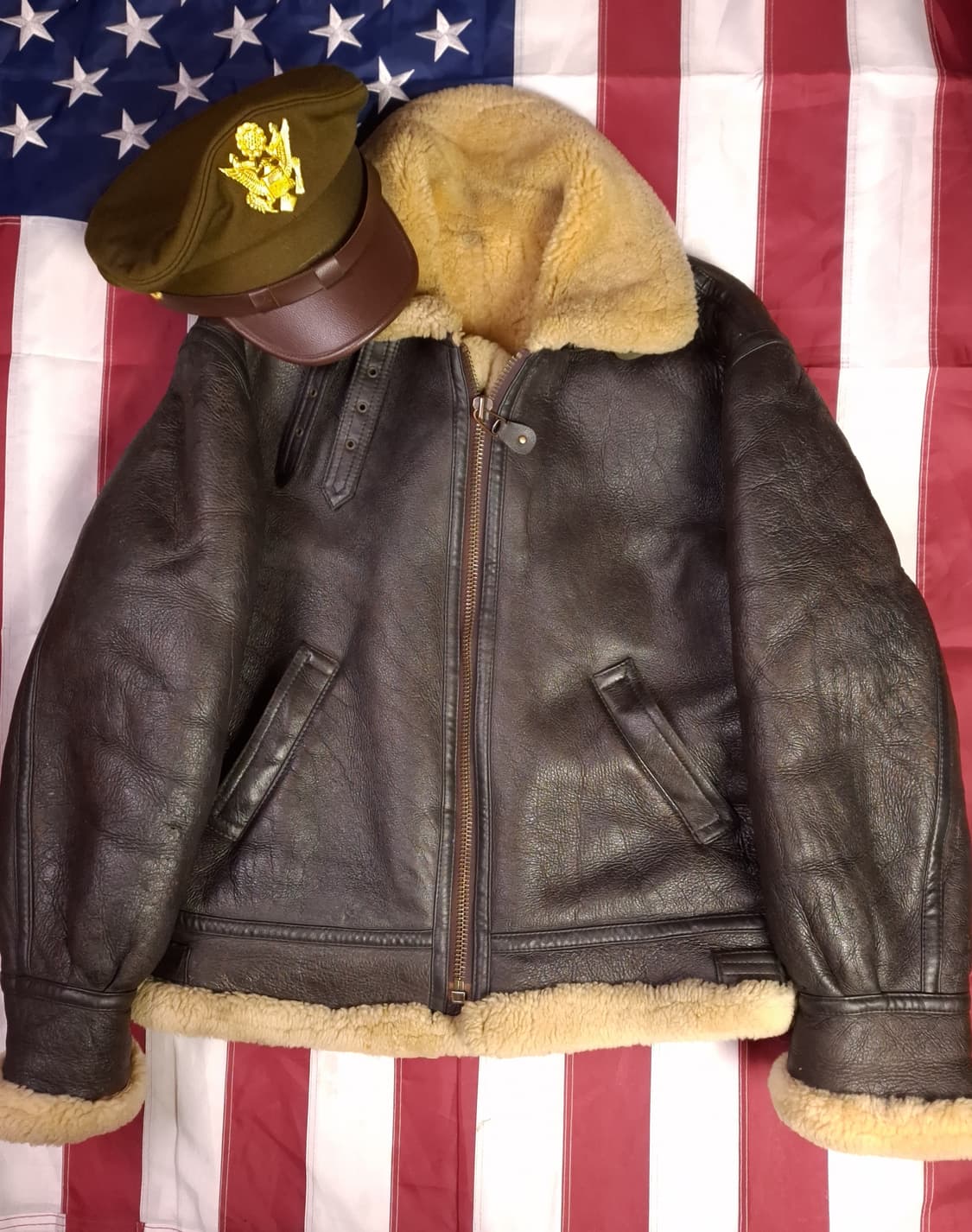 90's 국내산 미공군 B-3 TYPE 리얼레더 항공폭격기 무스탕 상품이미지2