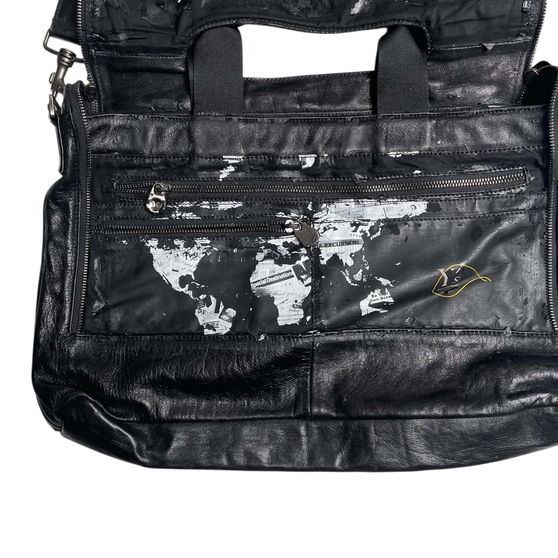 Y's 만다리나덕 맵 페인트 코팅 레더 백 상품이미지4