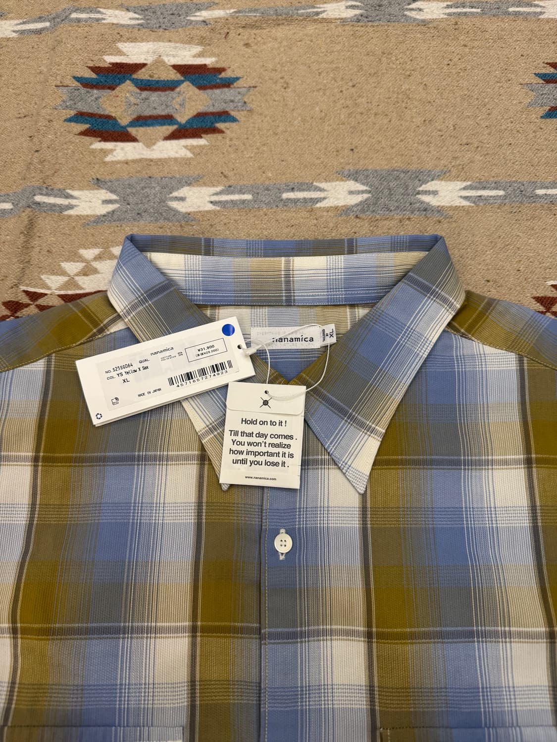 [XL] 나나미카 레귤러 카라 PK 셔츠 옐로우x삭스 상품이미지3