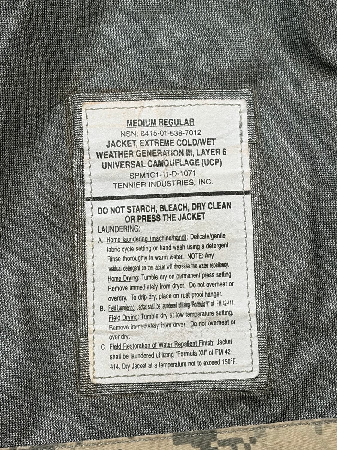 미군 고어텍스 팩라이트쉘 ACU 젠3 자켓 바람막이 M-R 105 상품이미지3