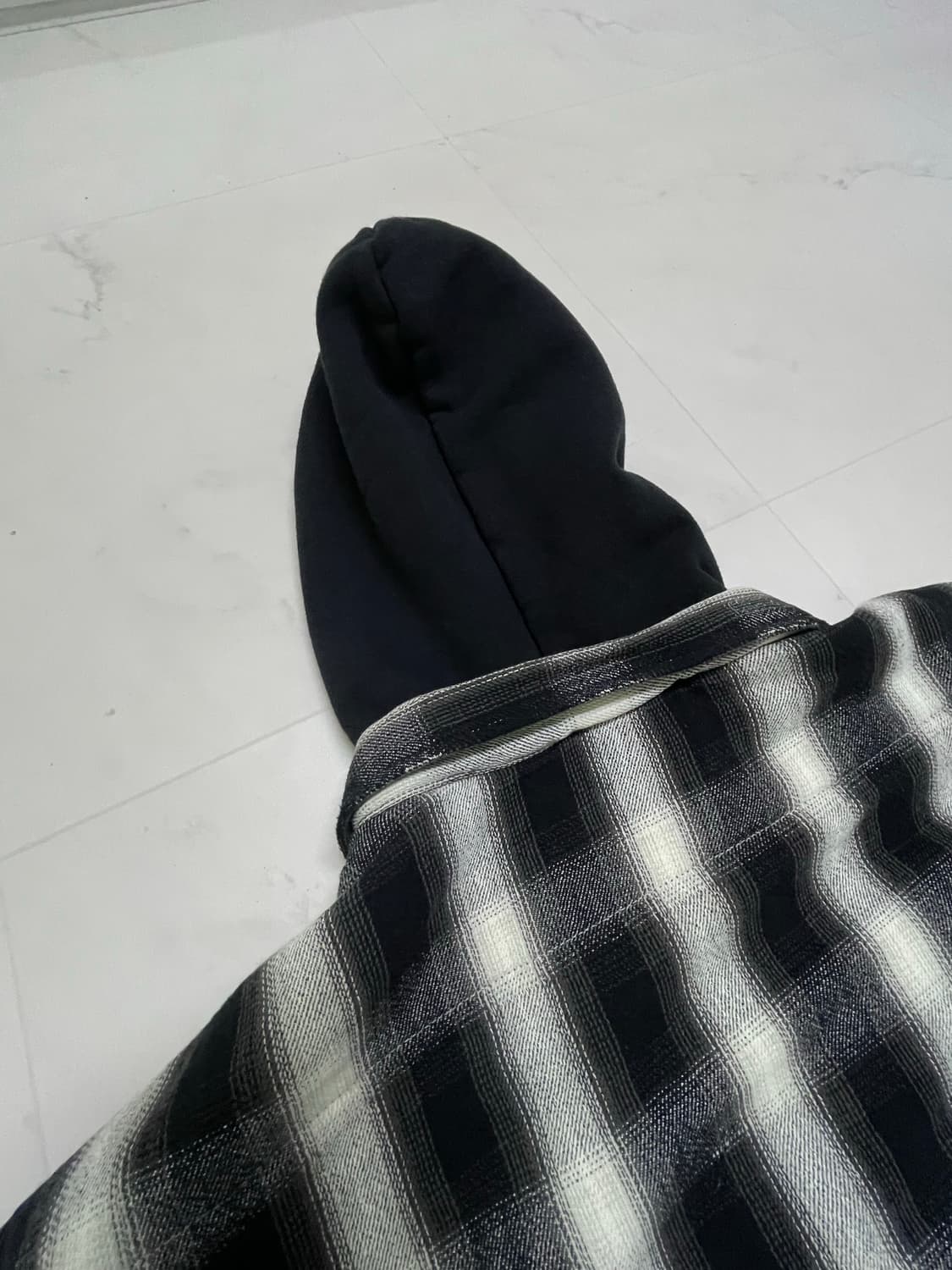 세인트 마이클 셔츠 파카 체크 블랙 화이트  상품이미지5