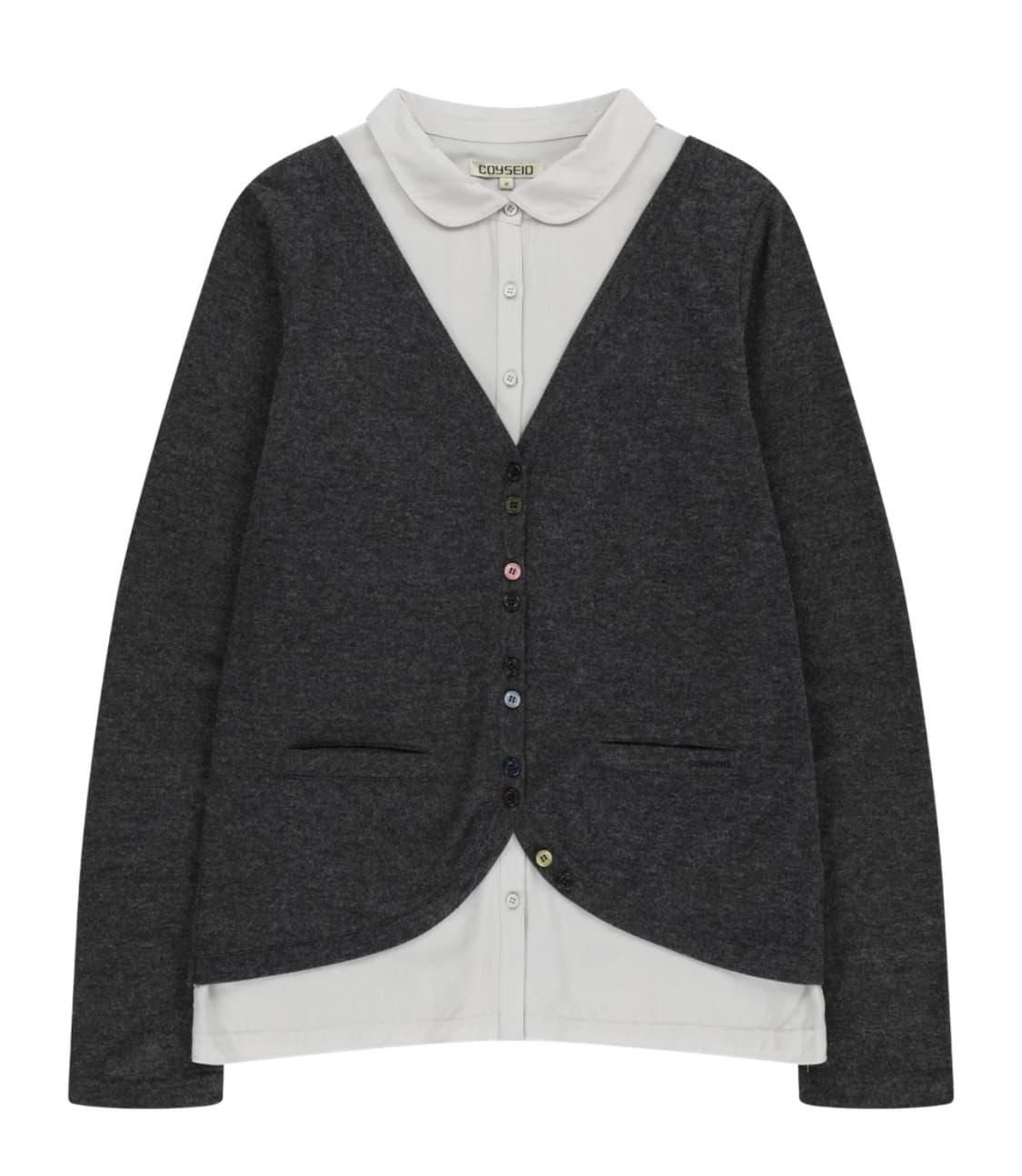 코이세이오 레이어드 셔츠 가디건 다크 그레이 상품이미지1