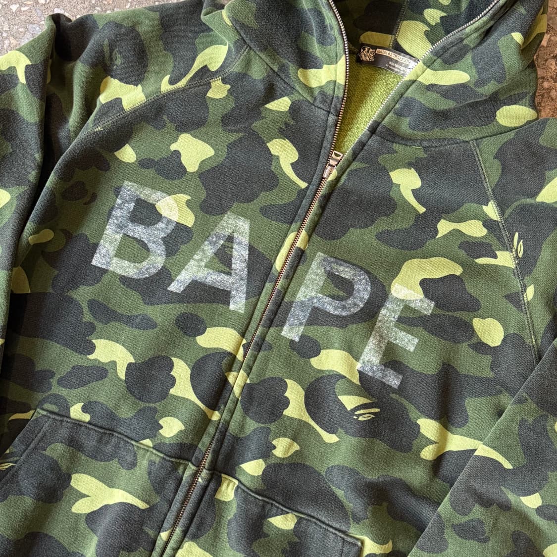 OG 베이프 그린카모 풀 집 후디 L 상품이미지5