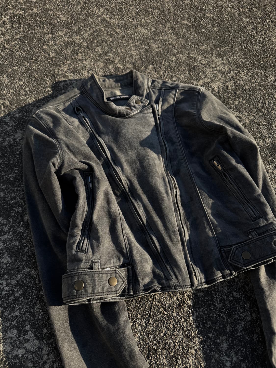 Washed Gray Cropped Rider Jacket 상품이미지2