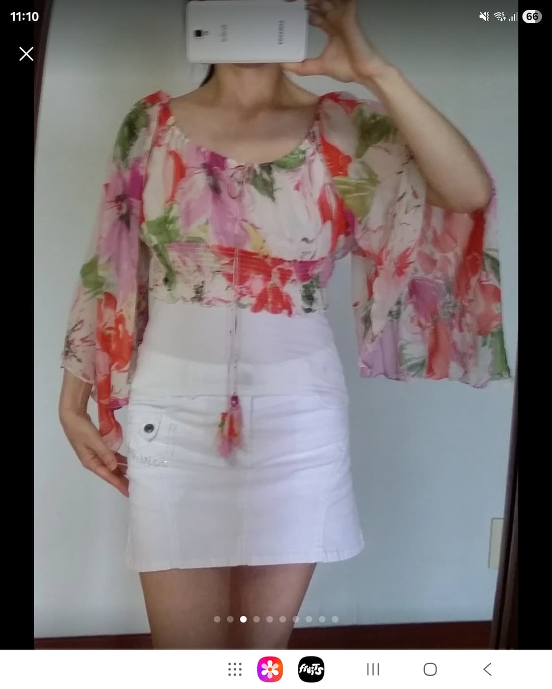 오브제 100% 실크 크롭 블라우스  상품이미지3