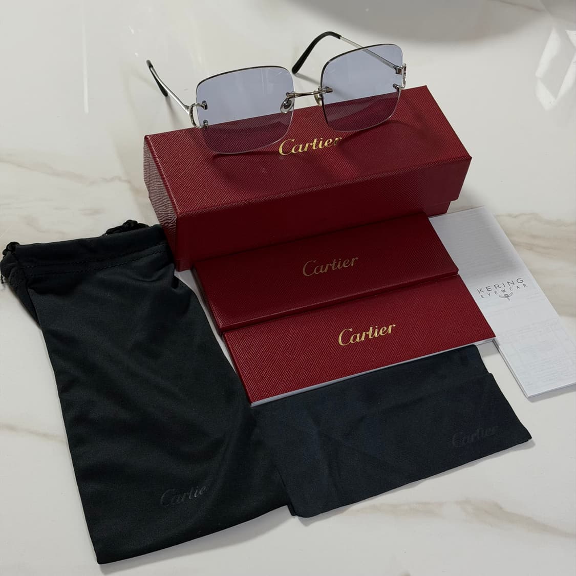 (OS) Cartier 까르띠에 C 무테 은장 선글라스 블루렌즈 상품이미지9