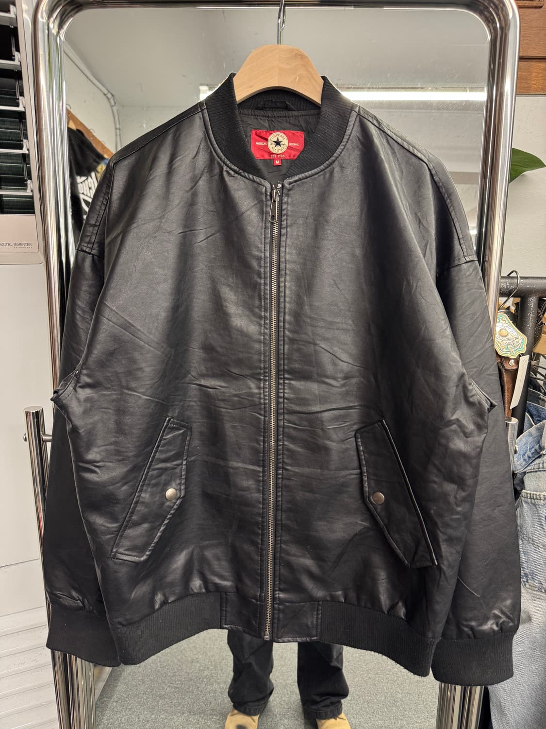 컨버스 빈티지 레더 바시티자켓 상품이미지1