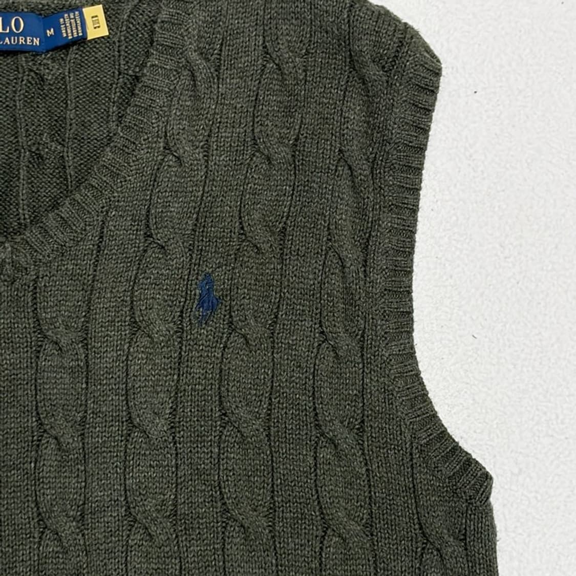 POLO RALPH LAUREN 카키 케이블 니트베스트 M 상품이미지2