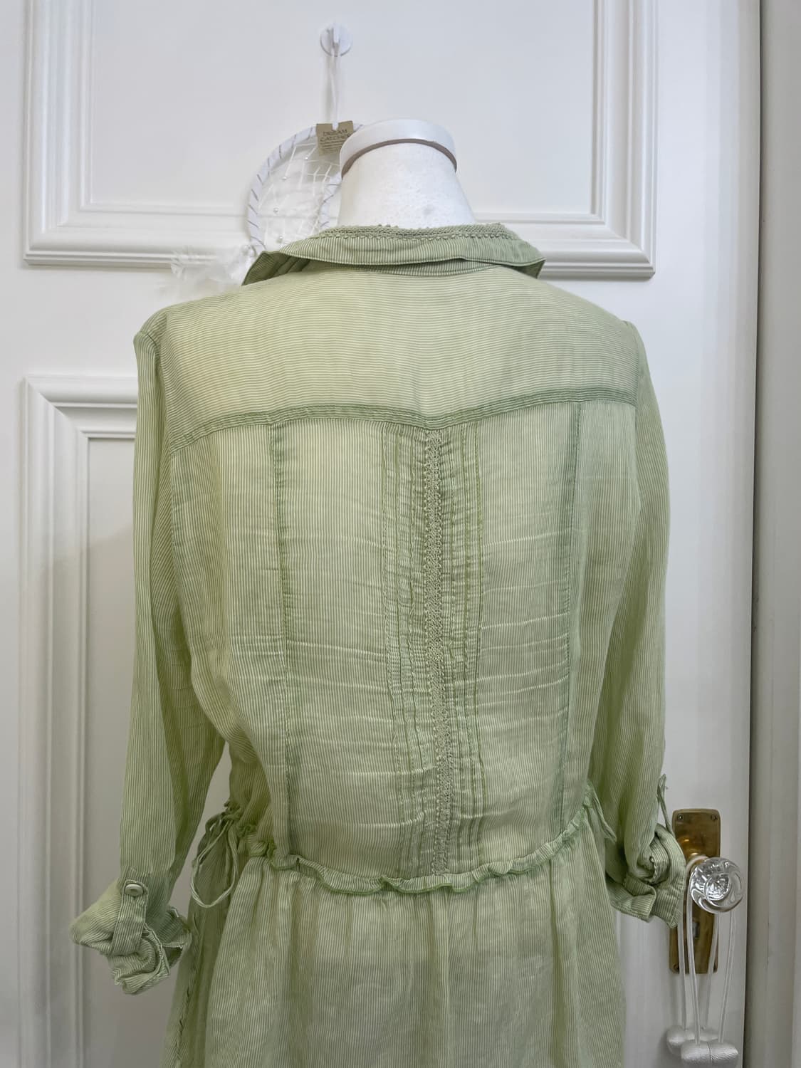 olive stripe side string long blouse 상품이미지4