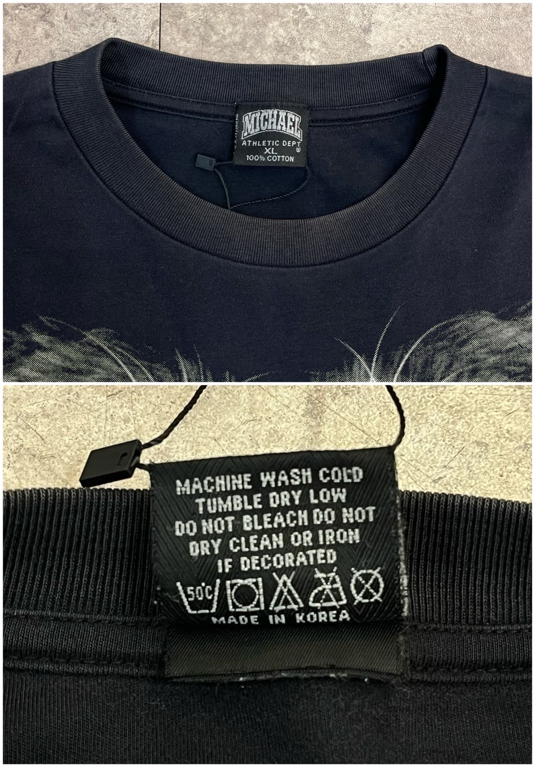 빈티지 울프 프린팅 긴팔티 블랙 XL #csz3661 상품이미지3