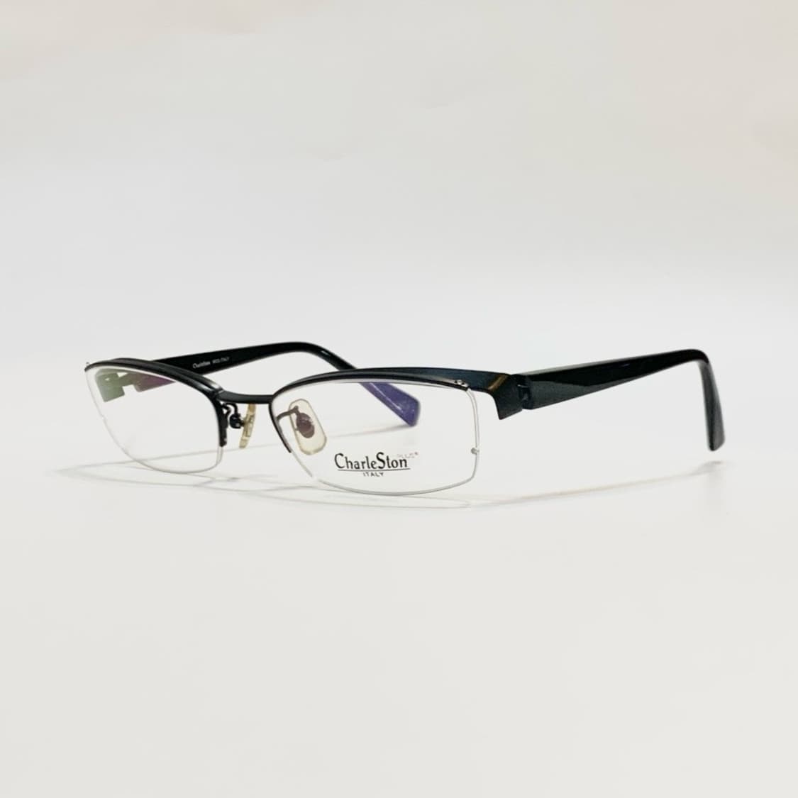 [픽키-675] 하프메탈 반무테 프레임 투라인 블랙 브릿지 포인트 유니크 상품이미지1