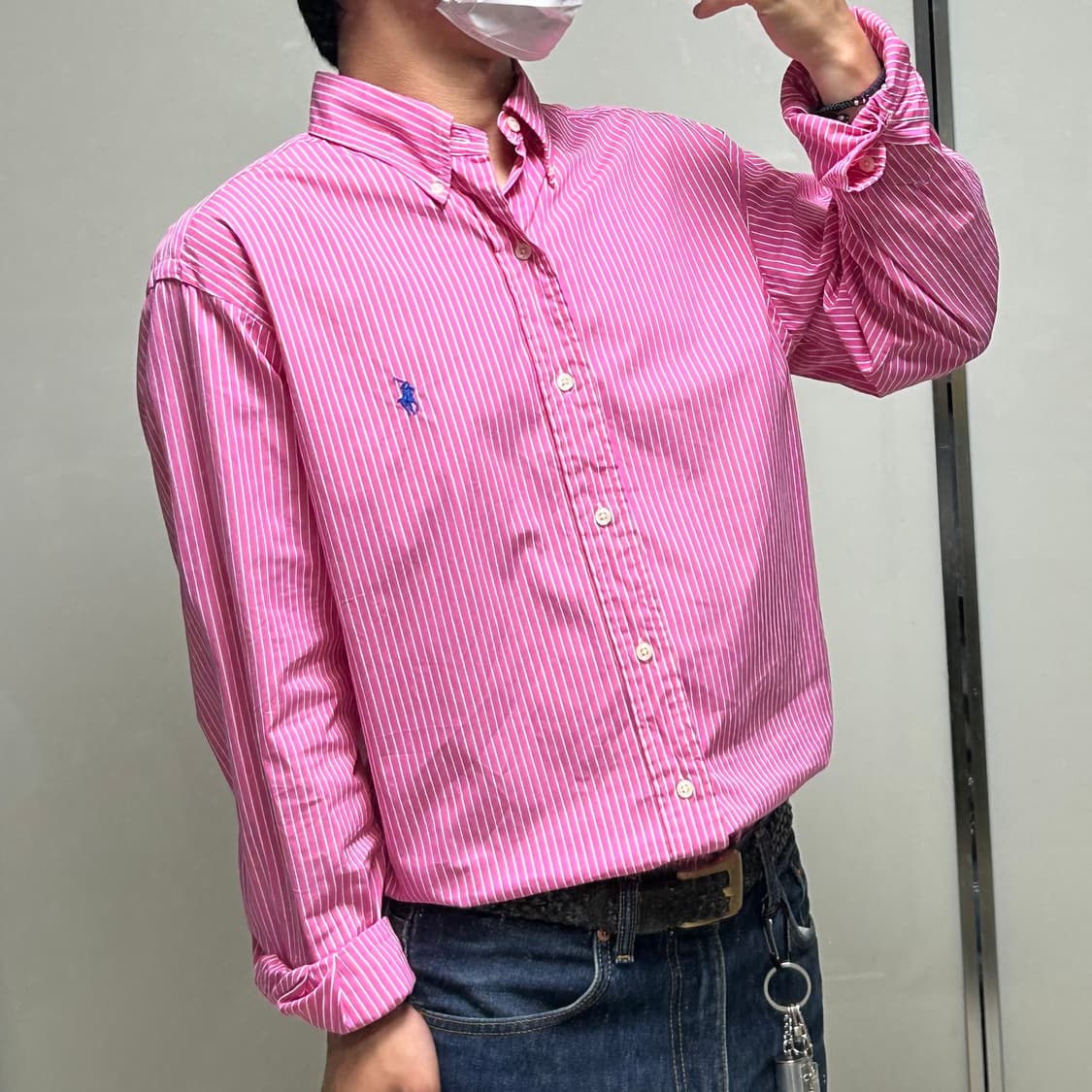 폴로 스트라이프 커스텀핏 셔츠 (M) 상품이미지5