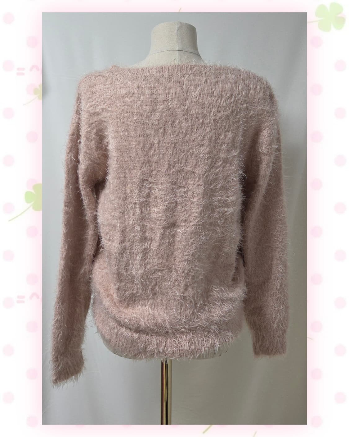 핑크 헤어리 V넥 니트 상품이미지4