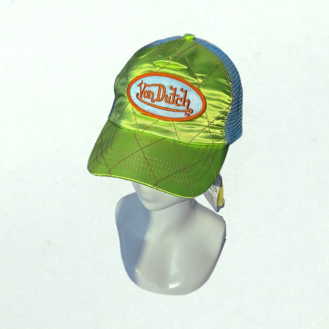 본더치 트러커캡 새틴네온그린x메쉬블루 y2k 상품이미지1