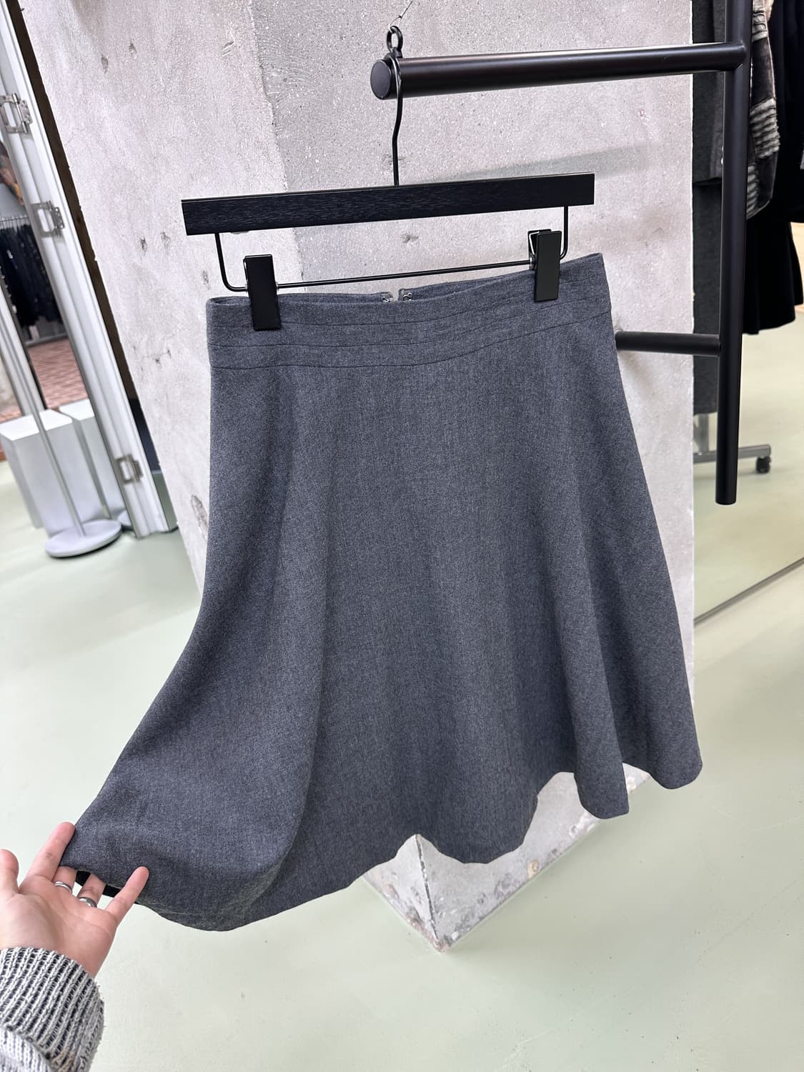 gray wool flare skirt 상품이미지1