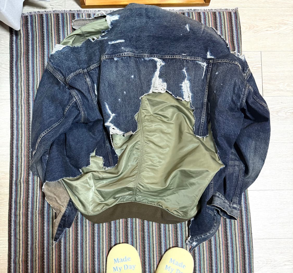 미하라야스히로 레이어드 봄버 데님 자켓 상품이미지3