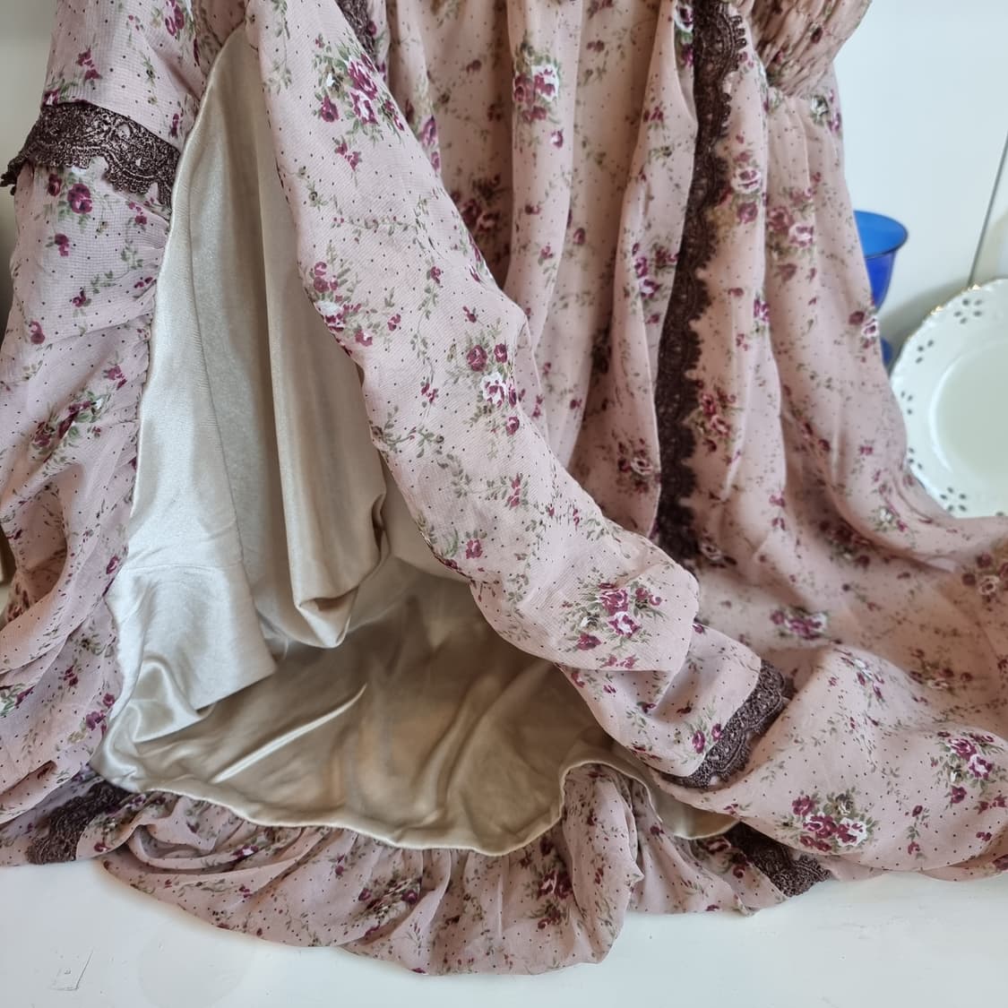 axes femme(엑시즈 팜) 플라워 쉬폰 레이스업 원피스 상품이미지5