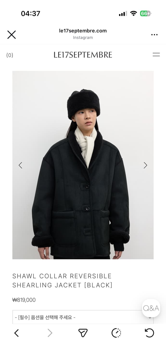 SHAWL COLLAR REVERSIBLE SHEARLING JACKET 상품이미지1