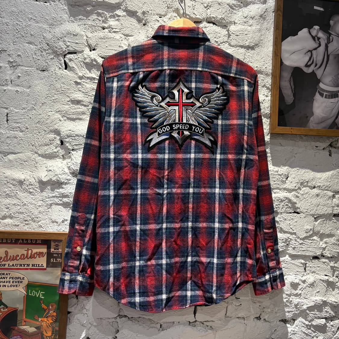 폴로 God speed you 자수 패치 커스텀 체크셔츠 상품이미지1
