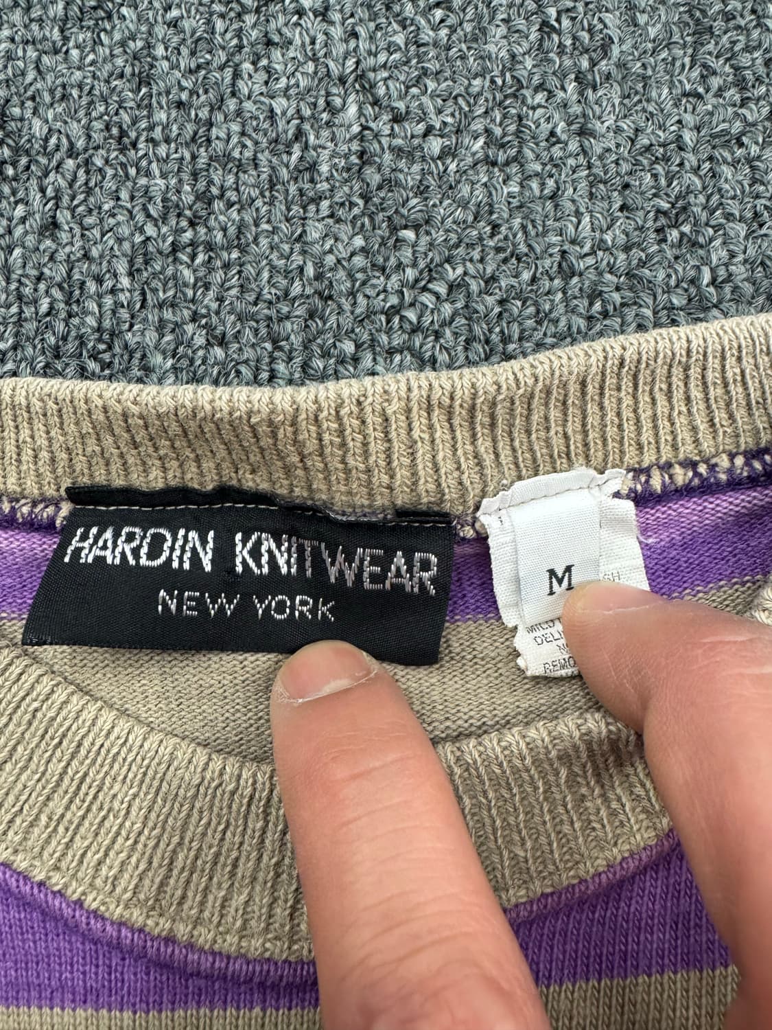 M)90’s Hardin Knitwear U.S.A 빈티지 스트라이프반팔 상품이미지3
