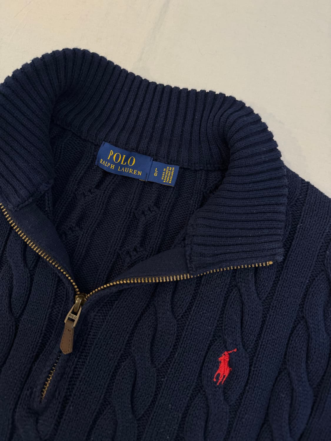 폴로 랄프로렌 꽈배기 케이블 반집업 니트 네이비 상품이미지2