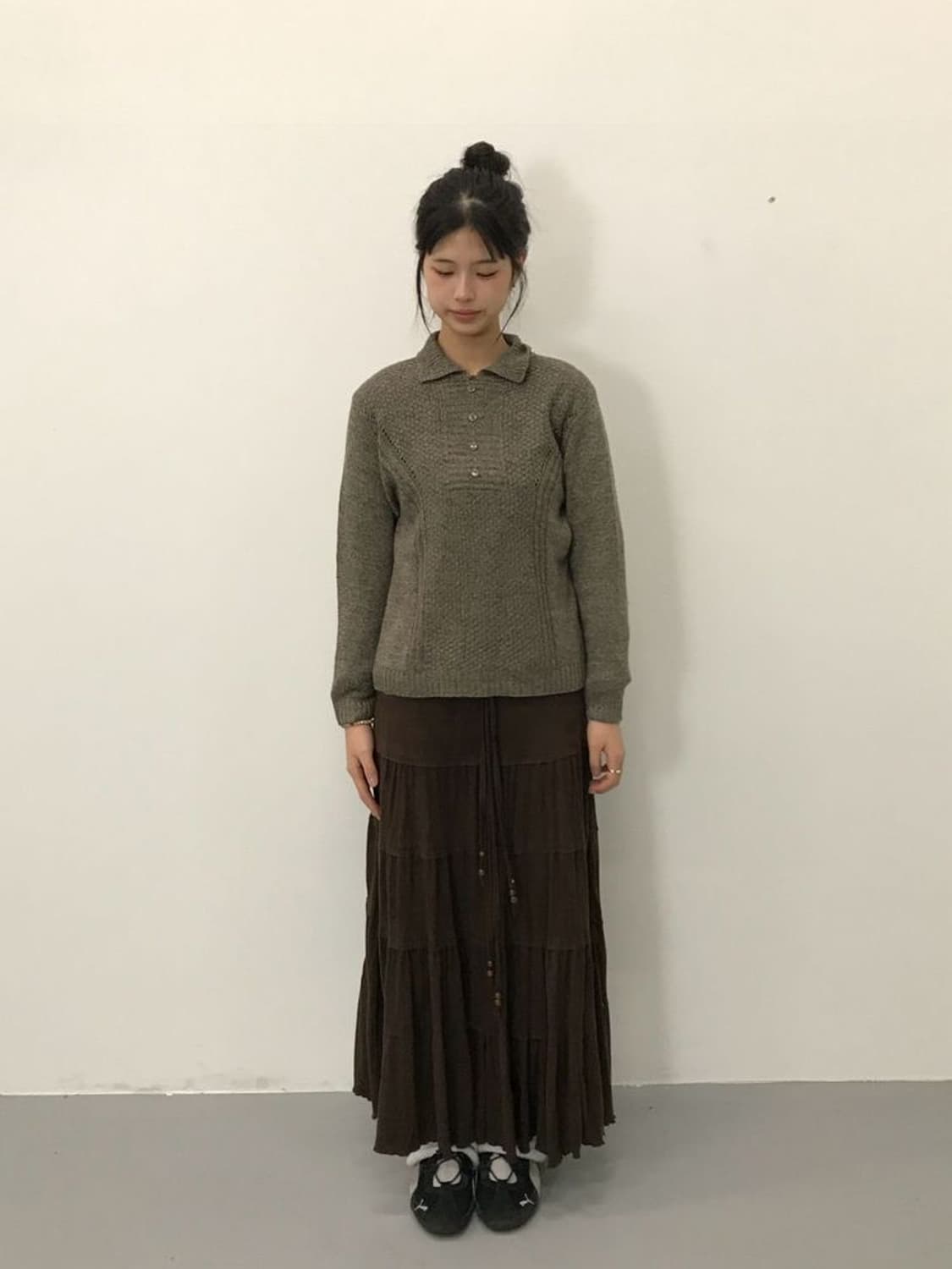 JPN Natural Basic Brown Henley Knit 상품이미지1