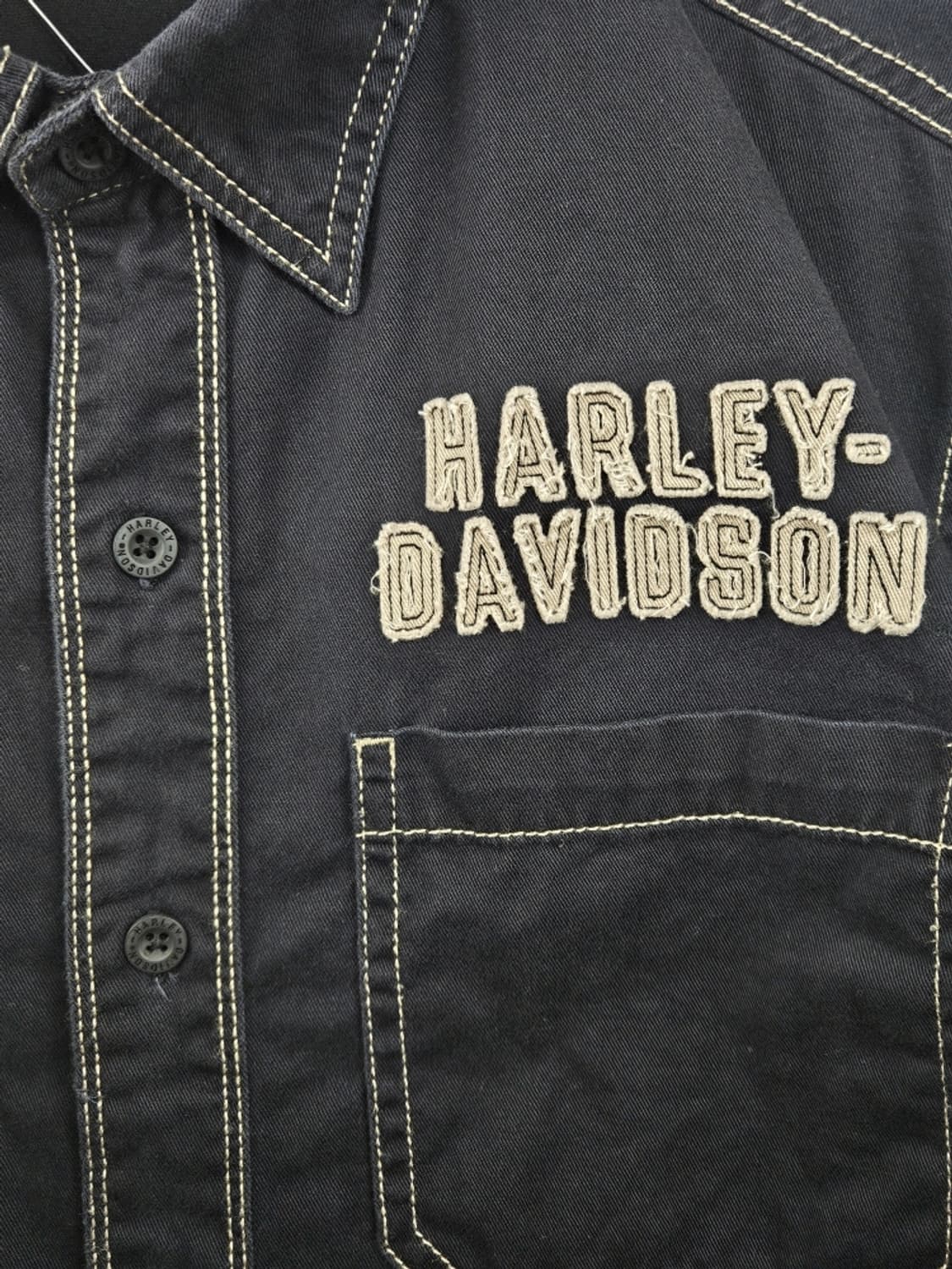 할리데이비슨 스티치 포켓 윙즈이글 바이커 셔츠 ( M ) / 11589 상품이미지8