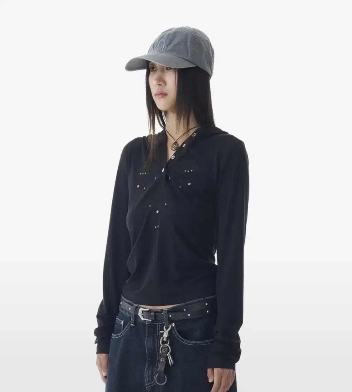 아캄 스터드 리프 후드 롱슬리브 studded leaf 1 사이즈 상품이미지1
