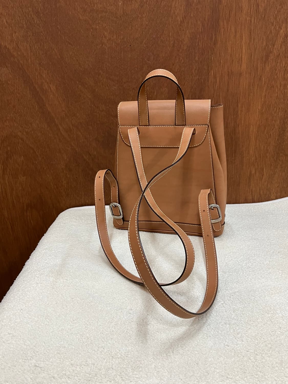 90s COURREGES 로고 가죽 백팩 브라운 상품이미지3