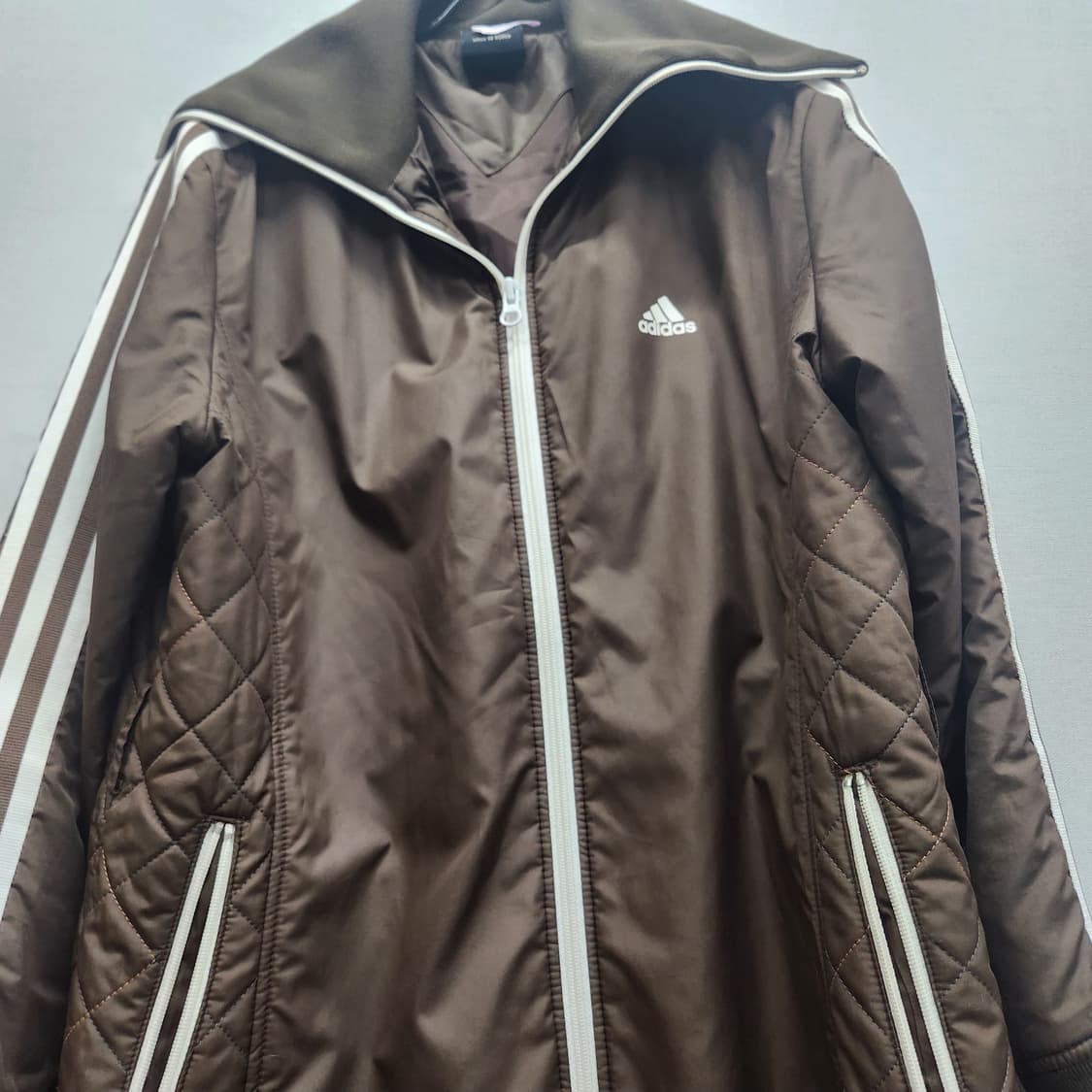 아디다스 로고 삼선 롱 누빔 패딩 투웨이 자켓 95(M) 상품이미지3