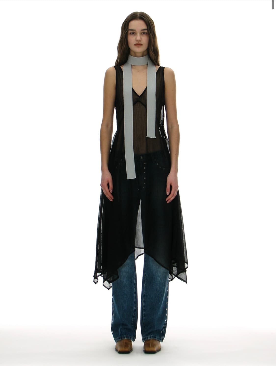 파티멘토 쉬어 레이어드 원피스 블랙 M 새상품 상품이미지7