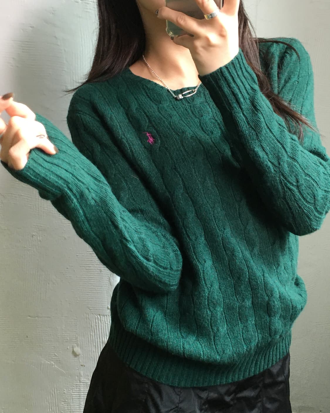 Polo 폴로 랄프로렌 신형 캐시미어 딥그린 케이블 니트 상품이미지8