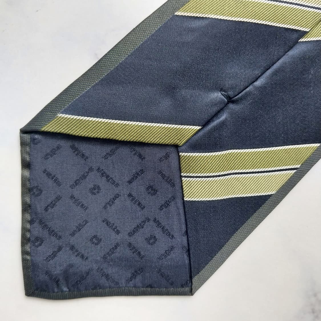 밀라숀 실크 네이비 스트라이프 넥타이 8.7cm S~A+등급 K2519 상품이미지8