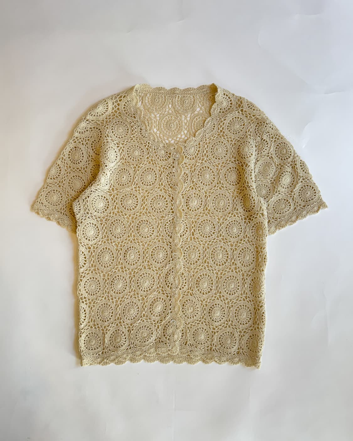Crochet Circle Motif Short Sleeve Top 상품이미지1