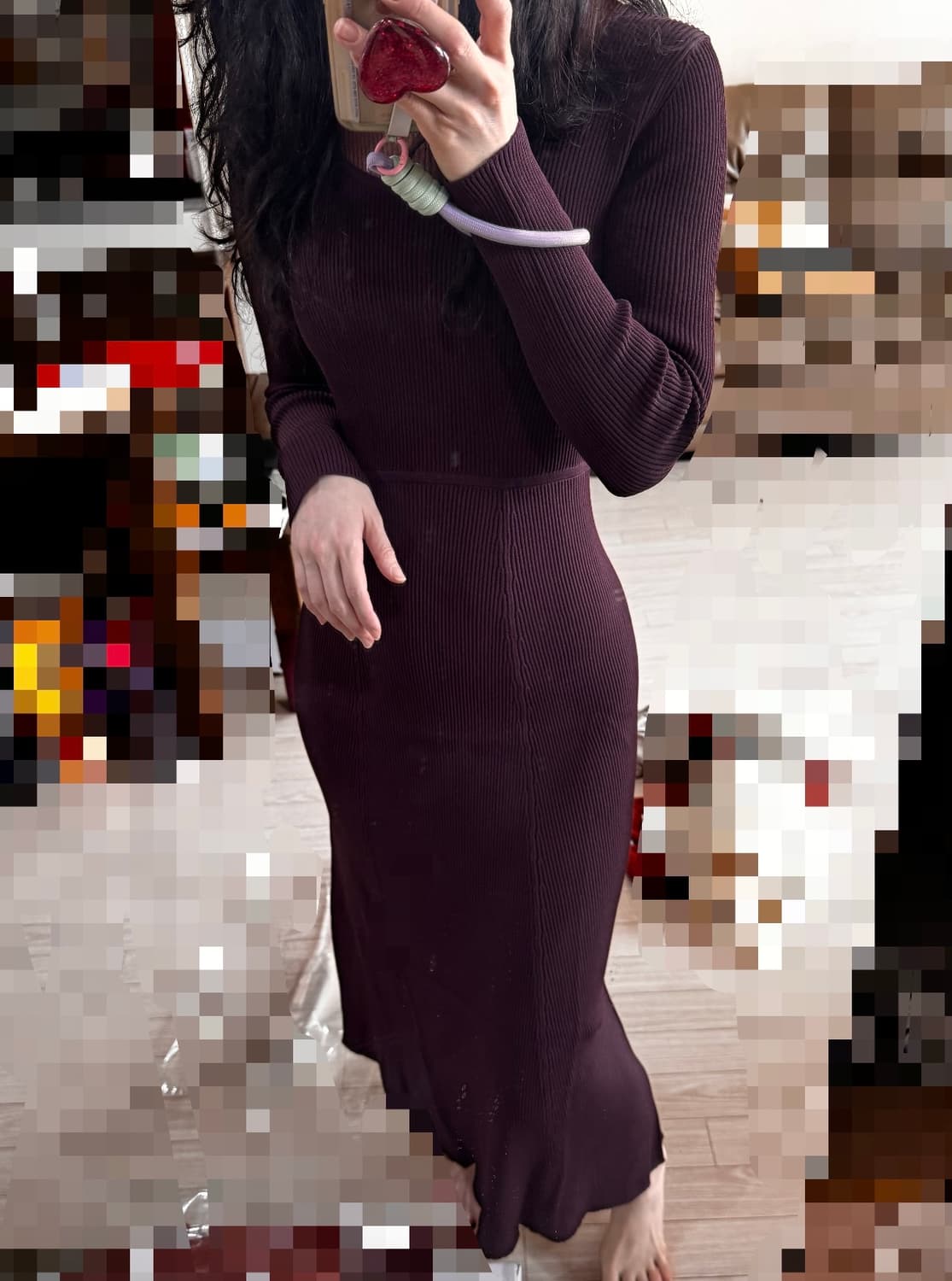 마른55 55 텍ㅇ 신품 질스튜어트 정가46만 니트 롱 원피스 마인 마쥬 상품이미지5