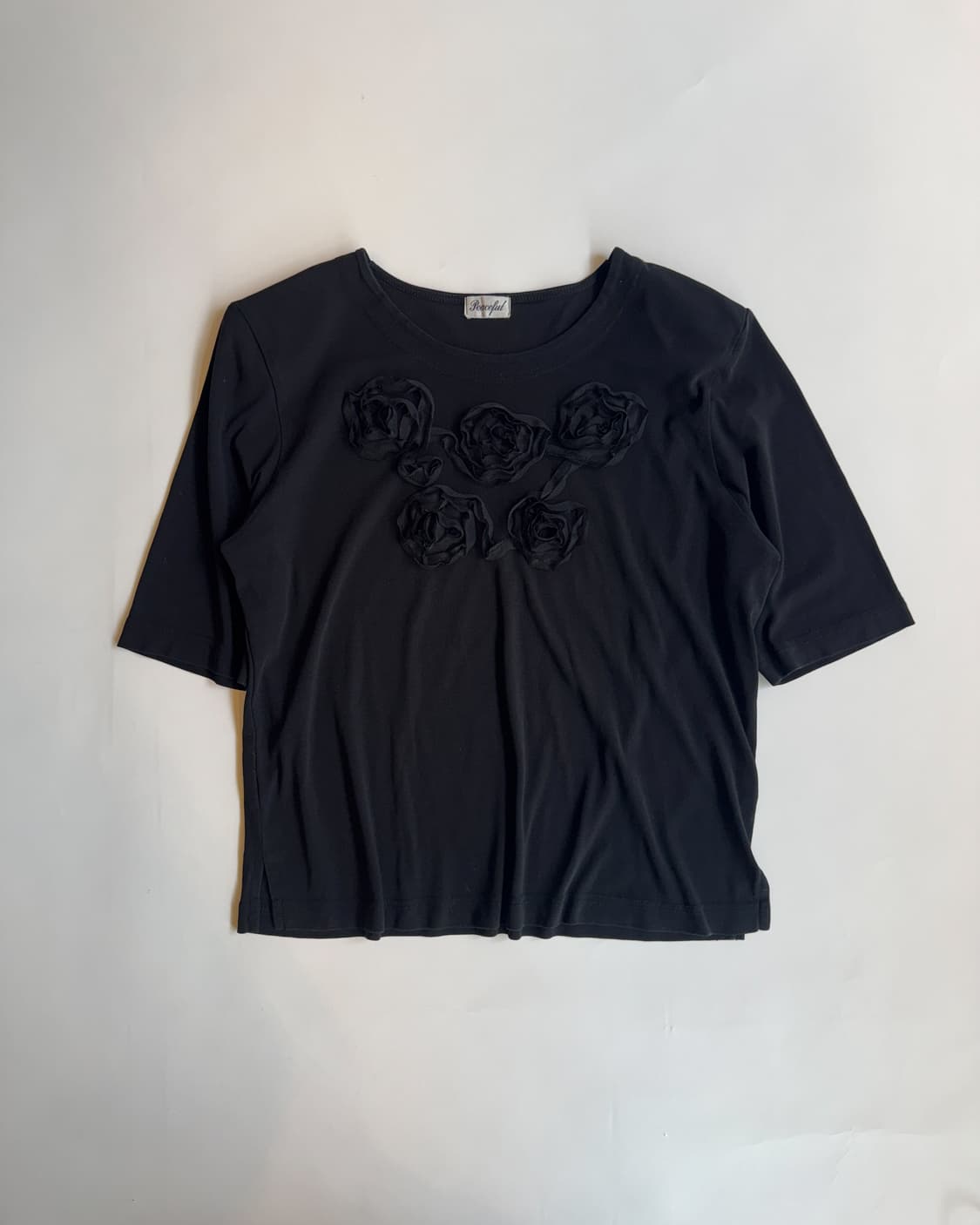 Black Rose Applique T-shirt  상품이미지1