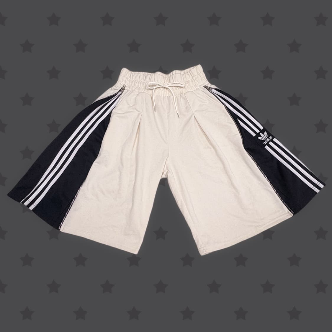 뉴스스 아이보리 아디다스 블랙 포인트 지퍼커스텀 버뮤다 츄바 팬츠 상품이미지2