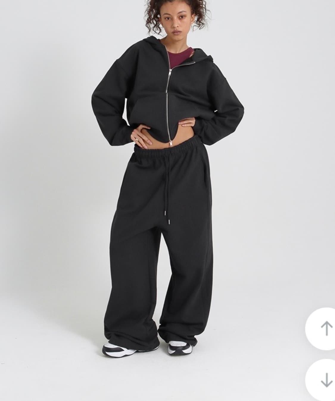 블랙업 비베이직 헤비스웨트 와이드 투웨이 트레이닝 팬츠 츄리닝 차콜 상품이미지1