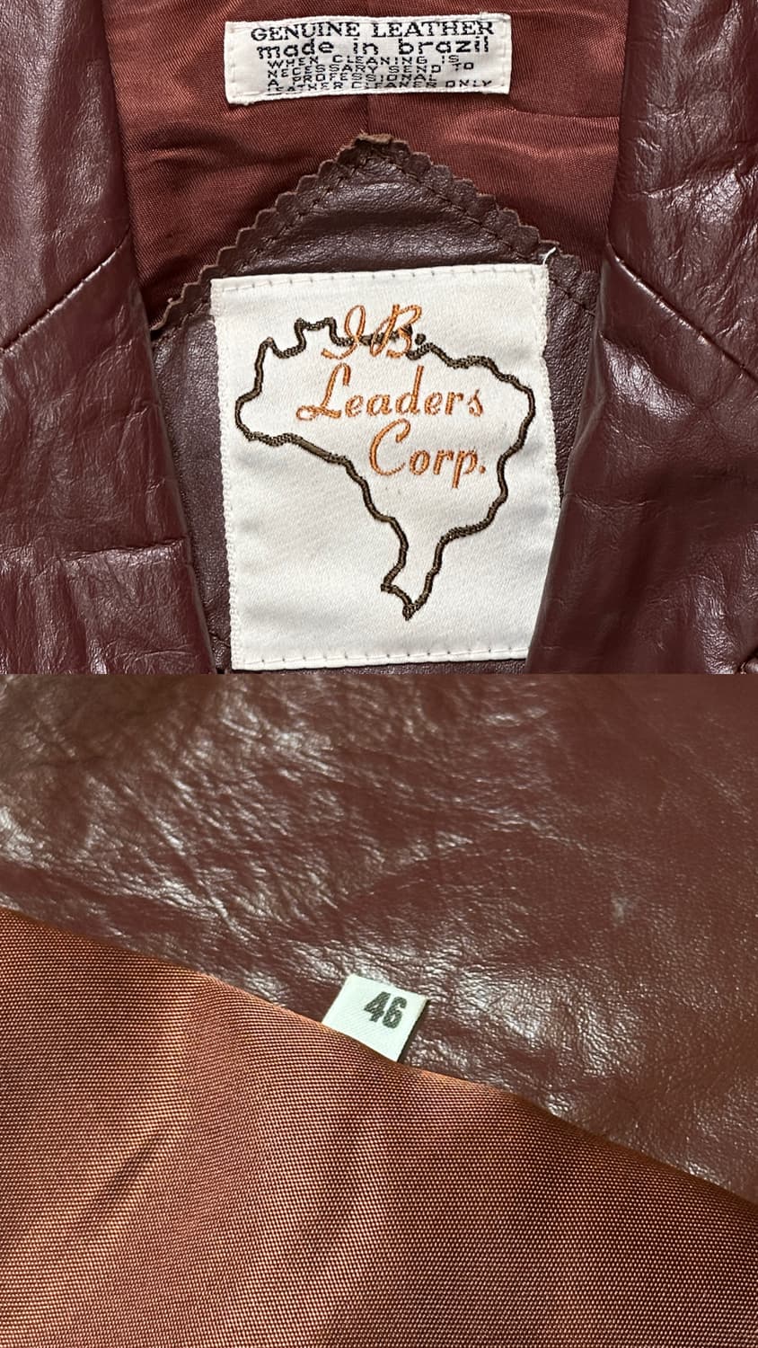 80's 빈티지 버건디 레더 자켓 파이트클럽 레더 블레이저 상품이미지9