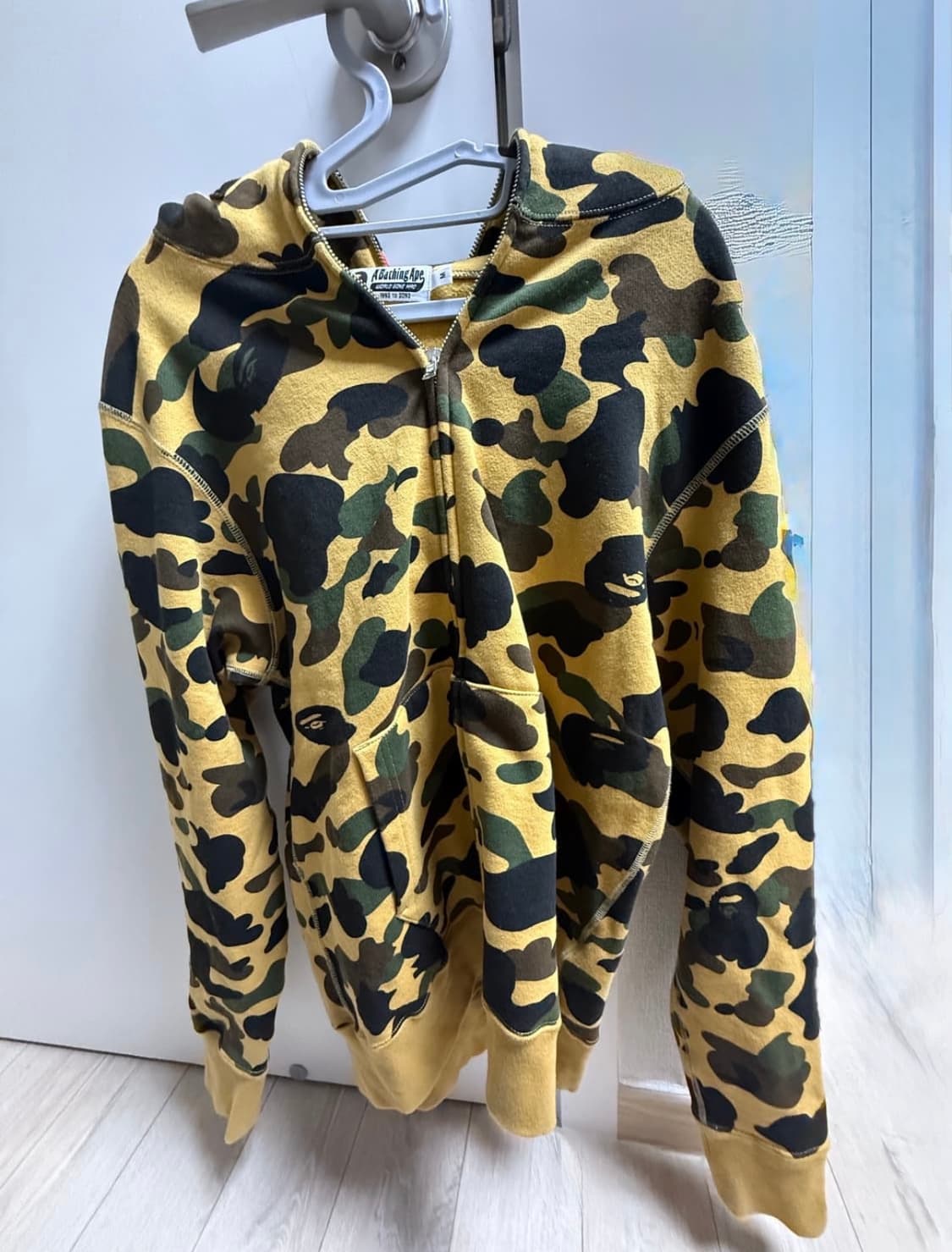 베이프 퍼스트 카모 샤크 풀 집 후드 옐로우 (m) 상품이미지3