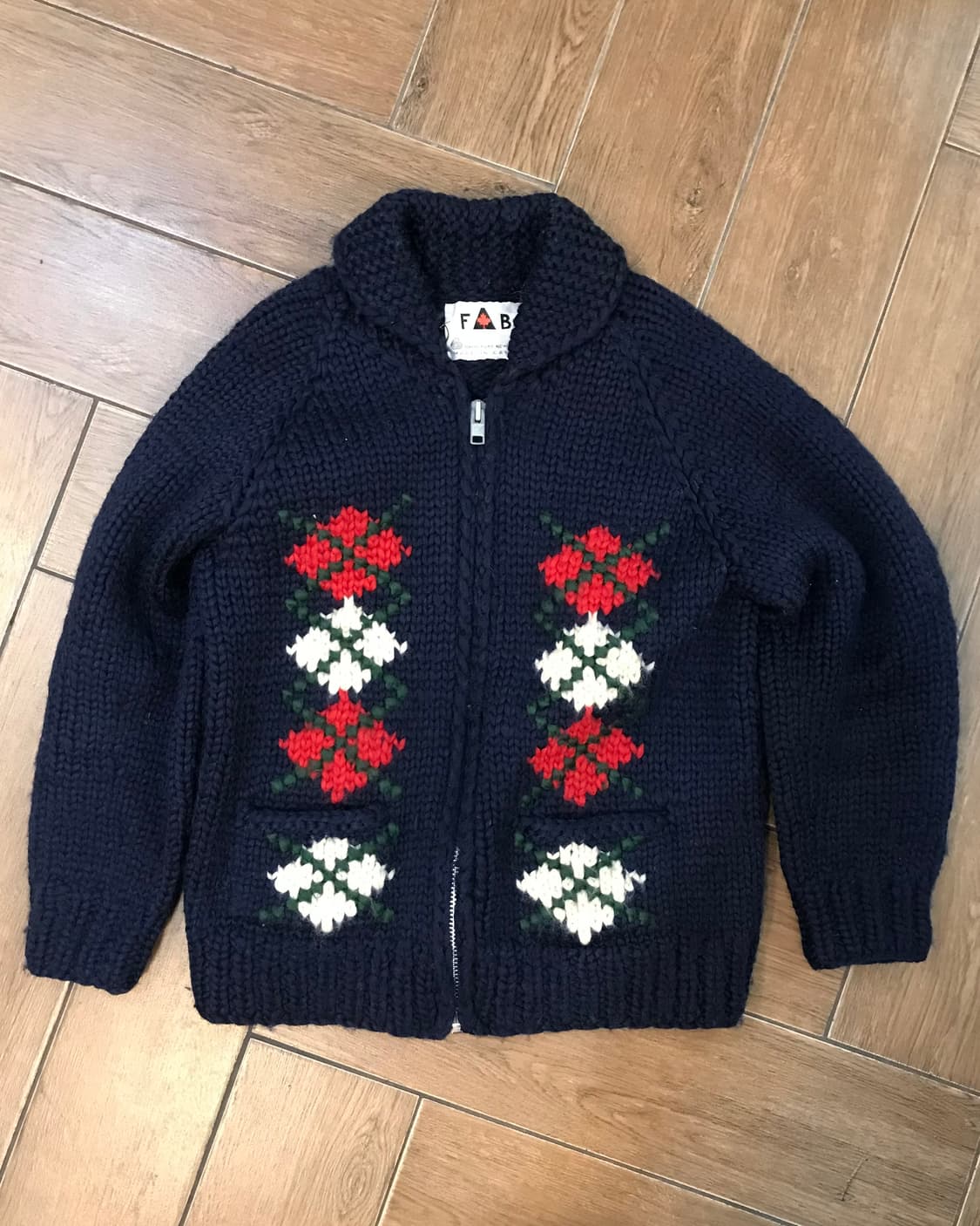 🌹네이비 자수 코위찬 집업 (Made In Canada)🌹  상품이미지3