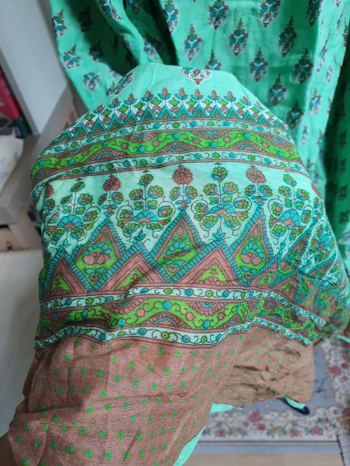 [일본빈티지] 모리걸 그린 플라워 롱 원피스 2XL 6L 상품이미지2