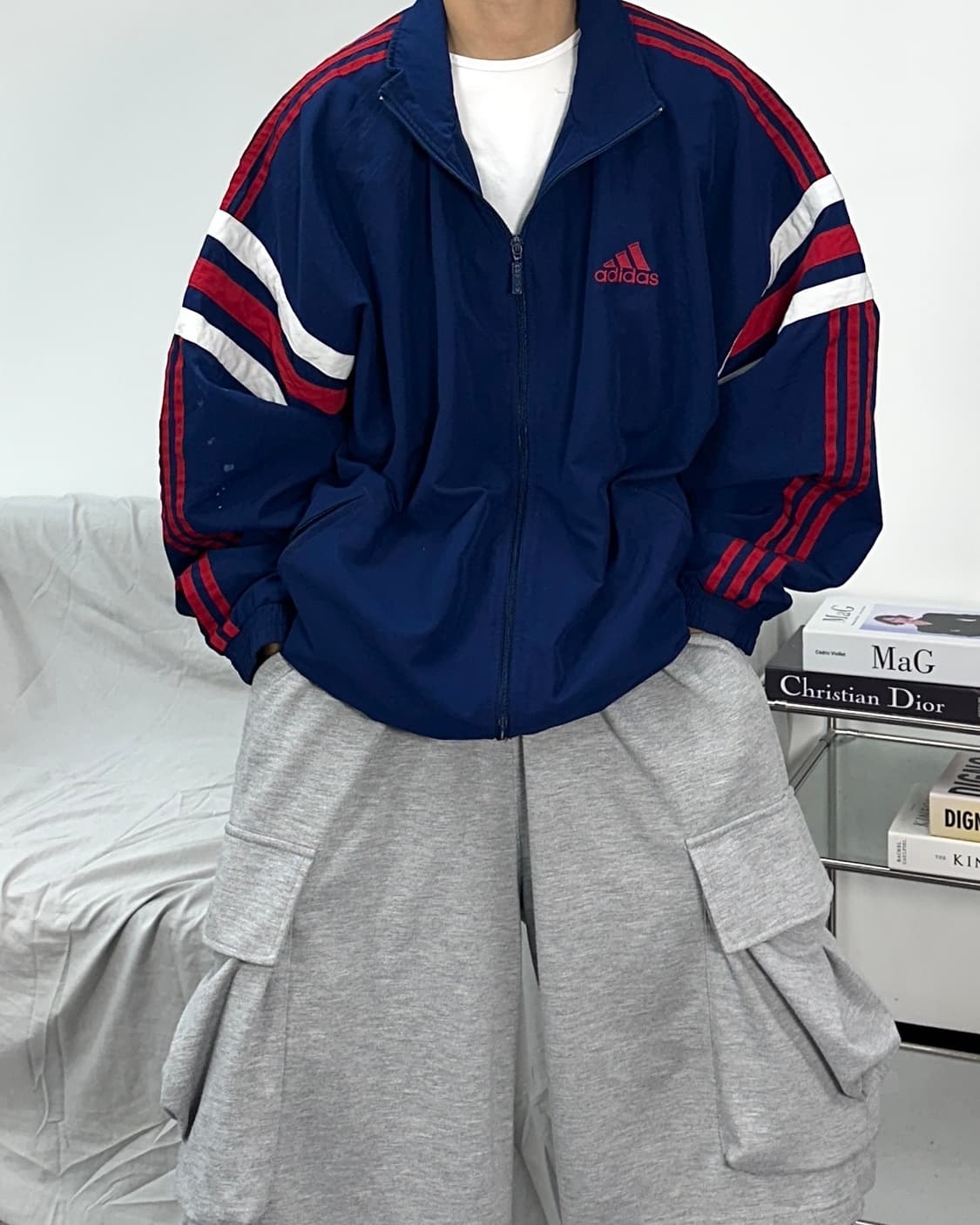 아디다스 90s 네이비 레드 바람막이 자켓 XL 상품이미지1